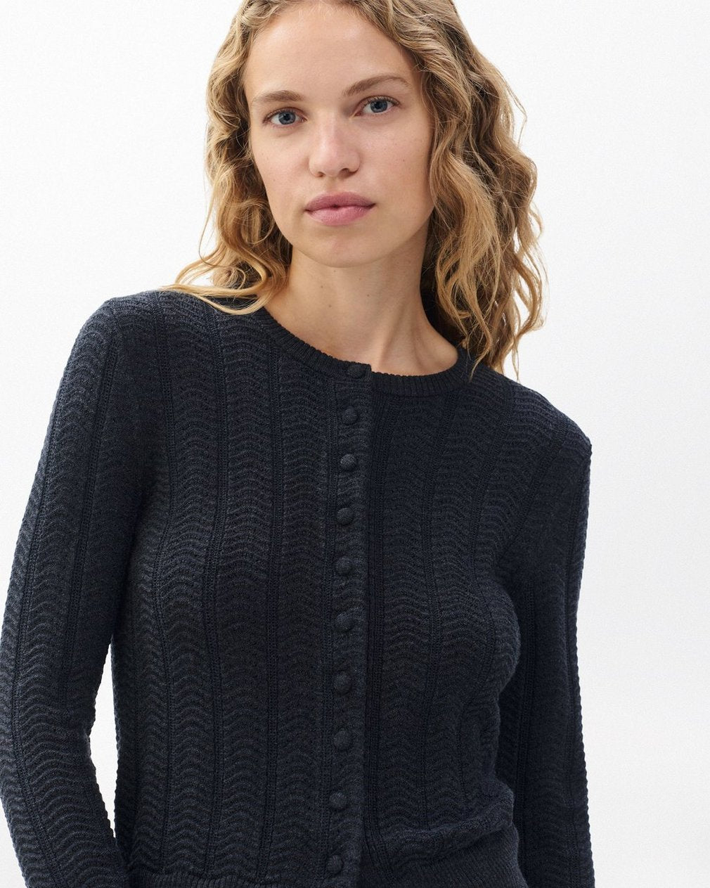 Francesca Wool-Blend Cardigan - Charcoal