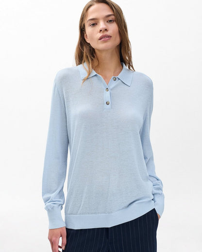 Adeline Lightweight Cashmere Polo - Light Blue