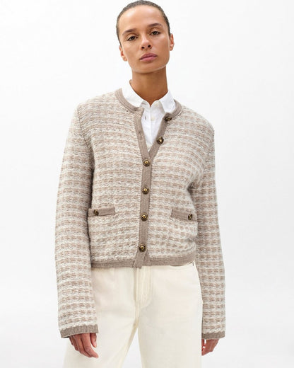 Robyn Tweed Cardigan - Oatmeal Multi
