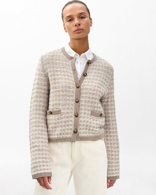 Robyn Tweed Cardigan - Oatmeal Multi