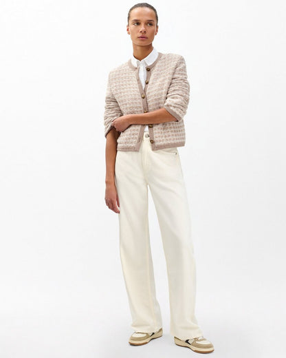 Robyn Tweed Cardigan - Oatmeal Multi