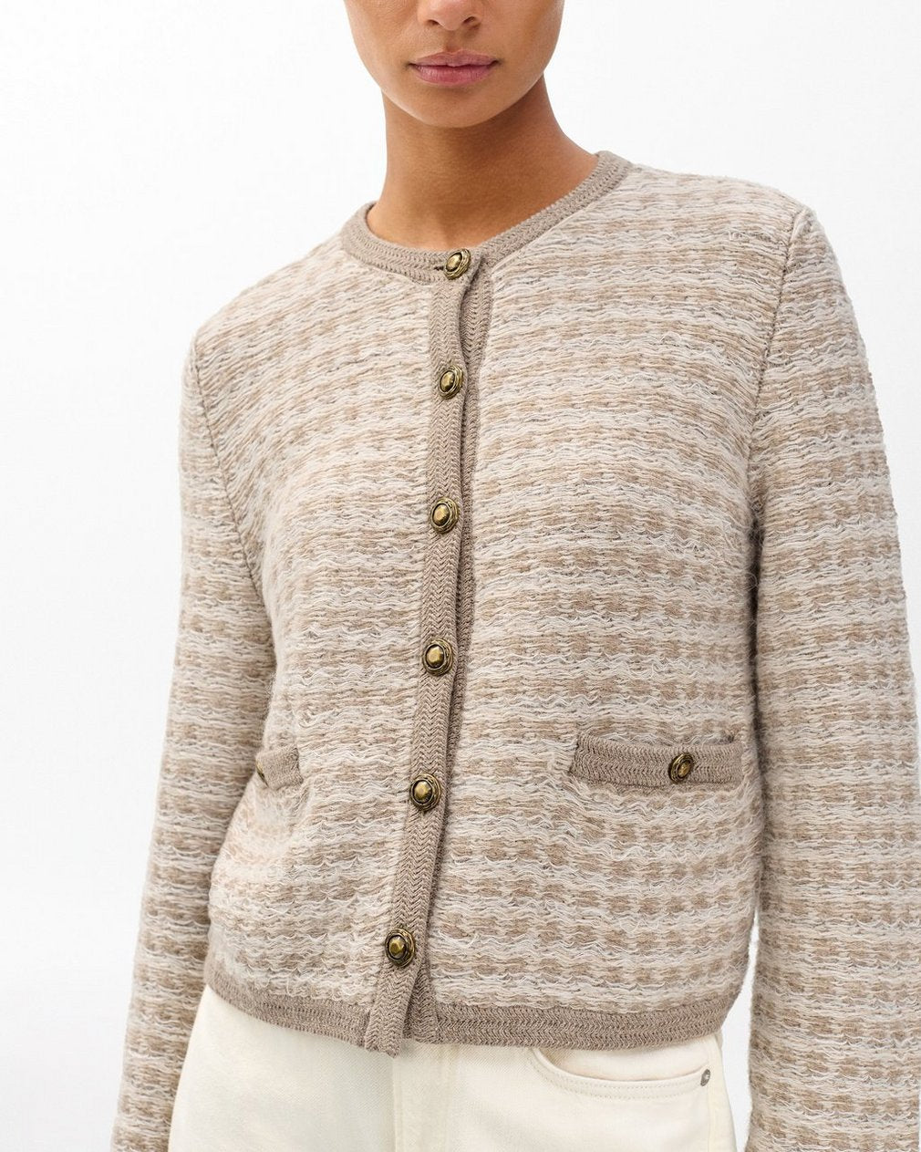 Robyn Tweed Cardigan - Oatmeal Multi
