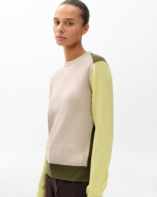 Taron Colorblock Wool Sweater - Oatmeal Multi