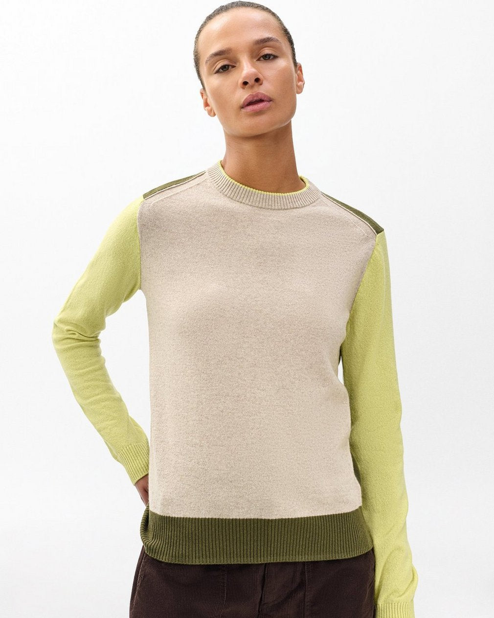 Taron Colorblock Wool Sweater - Oatmeal Multi