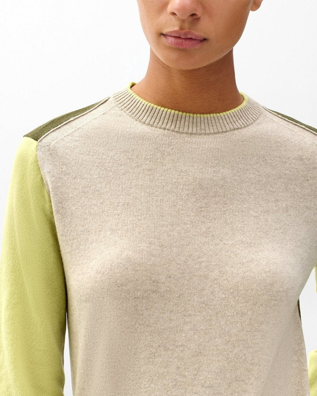 Taron Colorblock Wool Sweater - Oatmeal Multi
