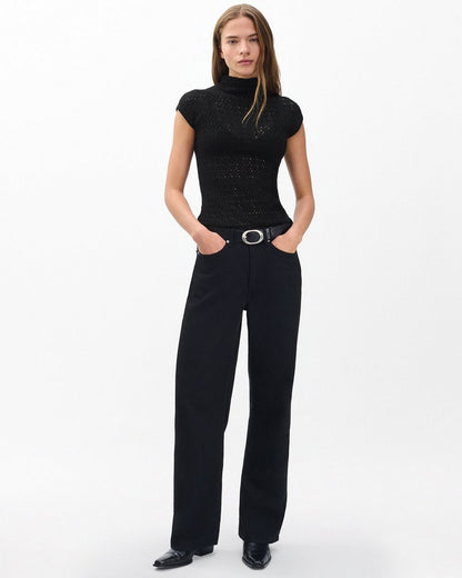 Tana Merino Wool Knit Top - Black