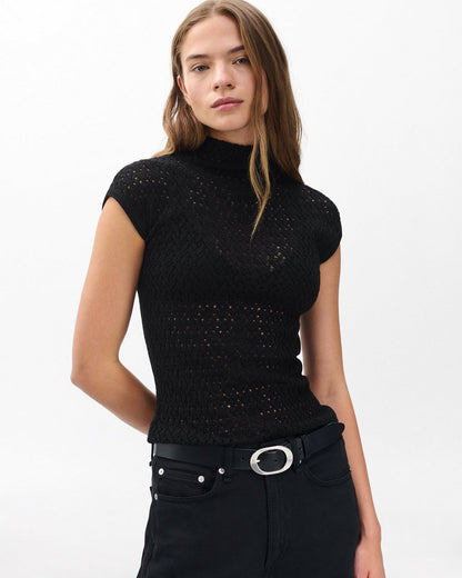 Tana Merino Wool Knit Top - Black
