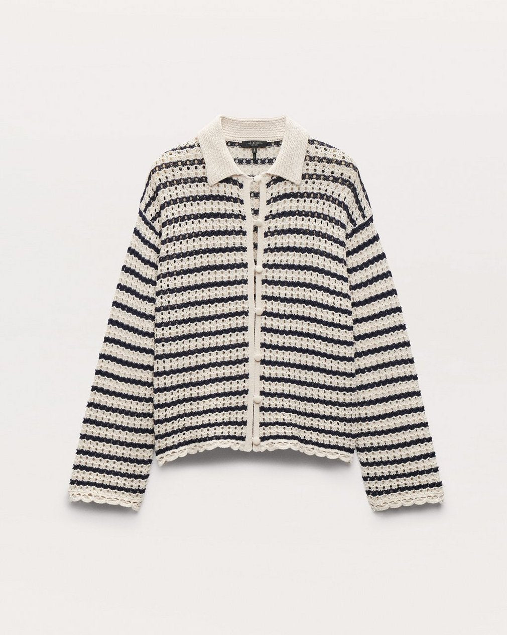 Khloe Striped Open-Knit Cardigan - Ivory