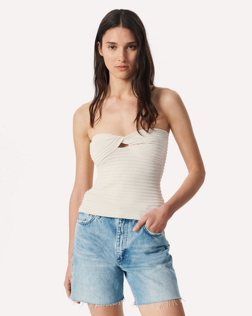 River Twist Tube Top - Turtledove
