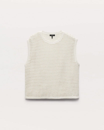 Ezra Open-Knit Vest - White