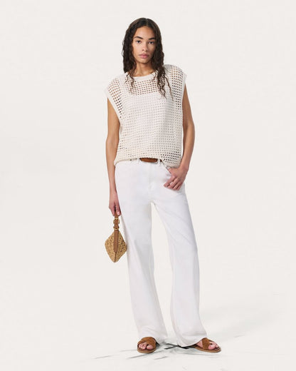 Ezra Open-Knit Vest - White