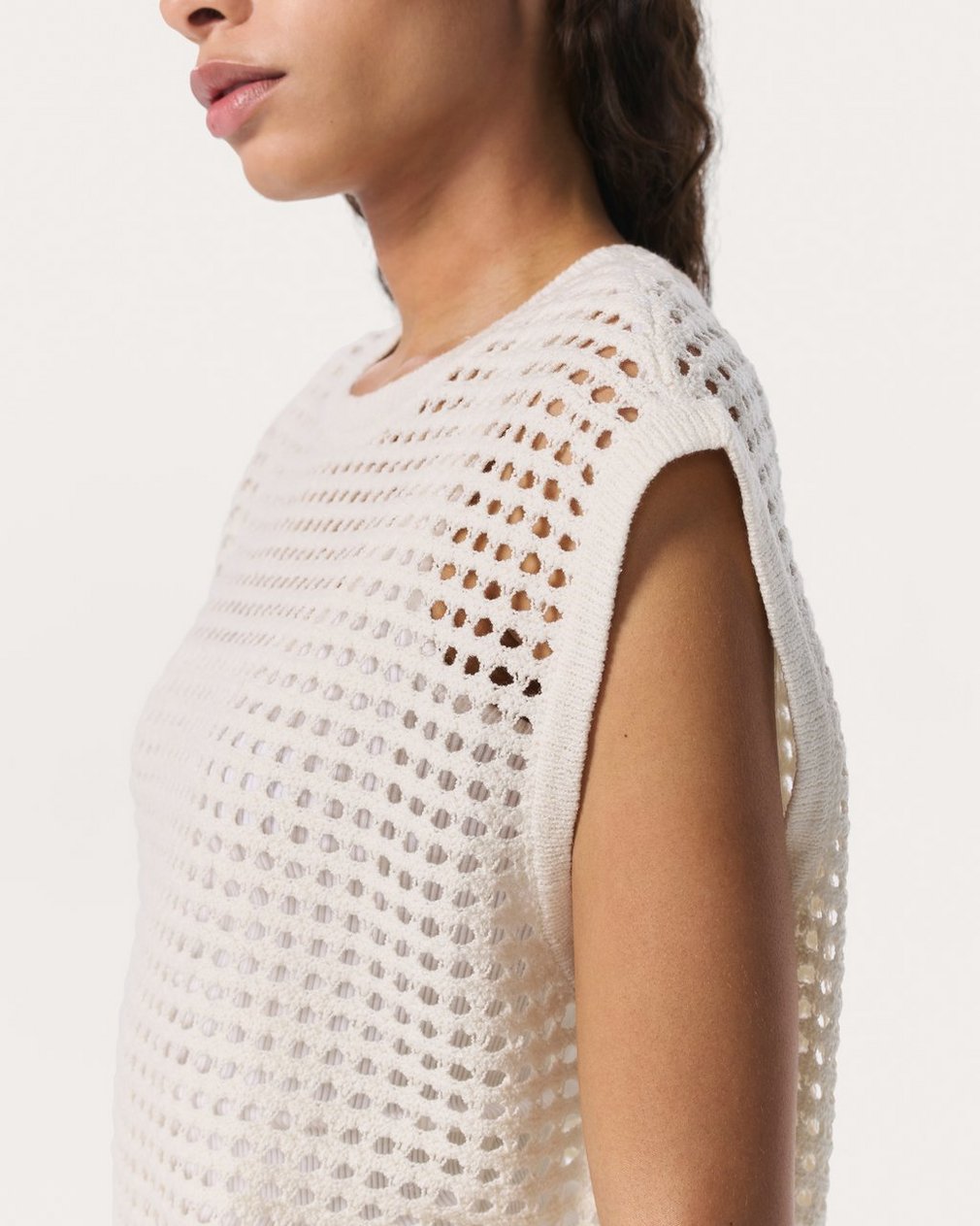 Ezra Open-Knit Vest - White