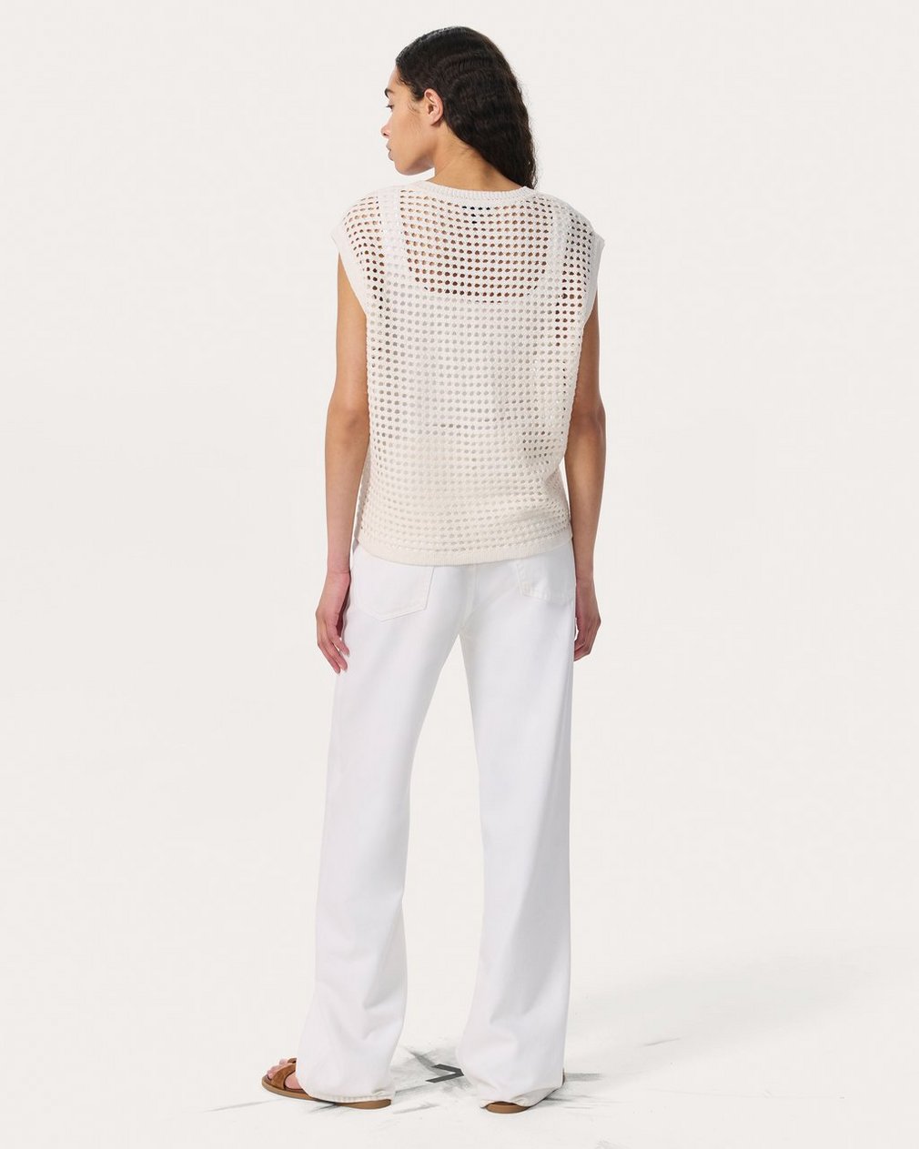 Ezra Open-Knit Vest - White
