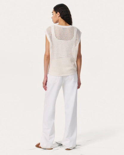 Ezra Open-Knit Vest - White