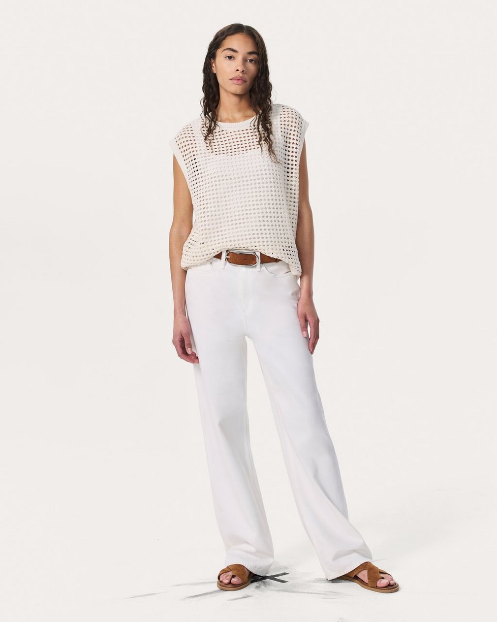 Ezra Open-Knit Vest - White