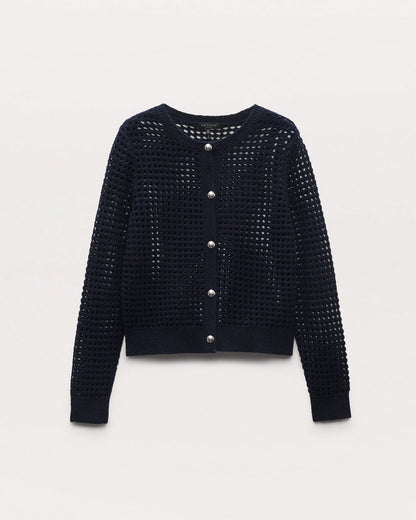 Ezra Open-Knit Cardigan - Indigo
