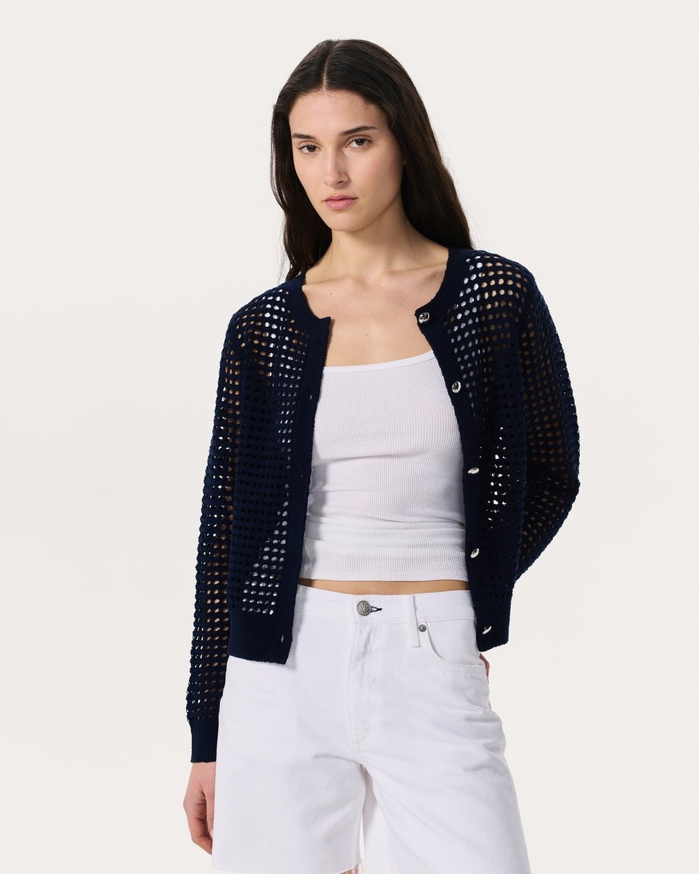 Ezra Open-Knit Cardigan - Indigo