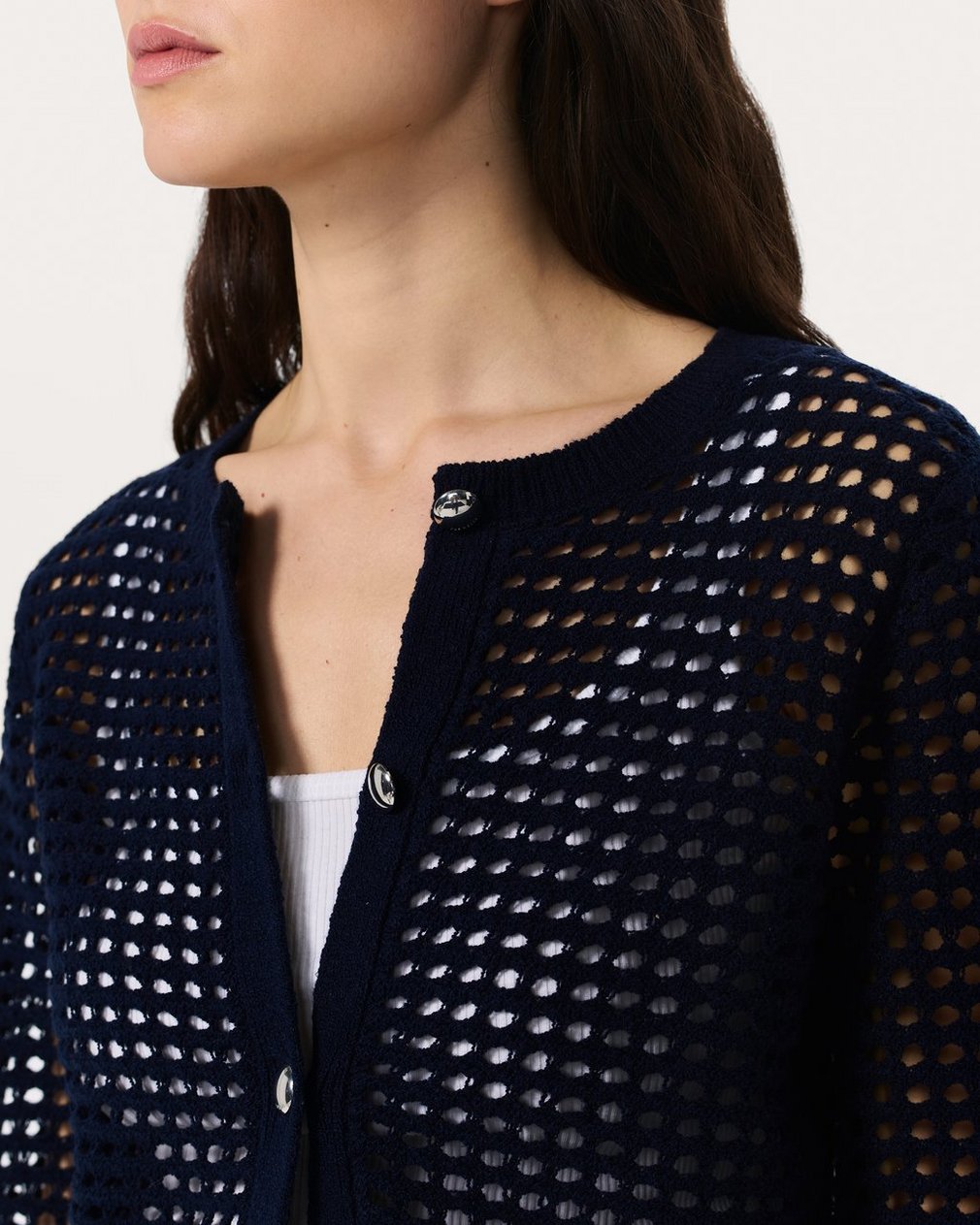 Ezra Open-Knit Cardigan - Indigo
