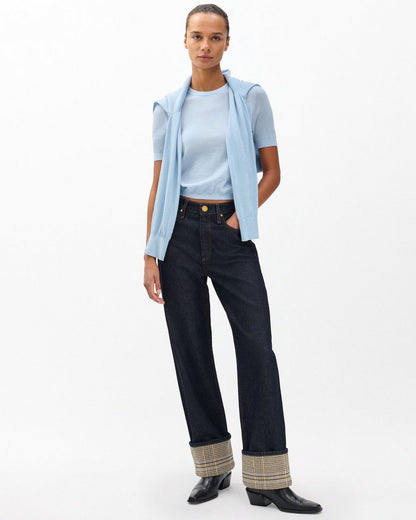Adeline Lightweight Cashmere Tee - Light Blue