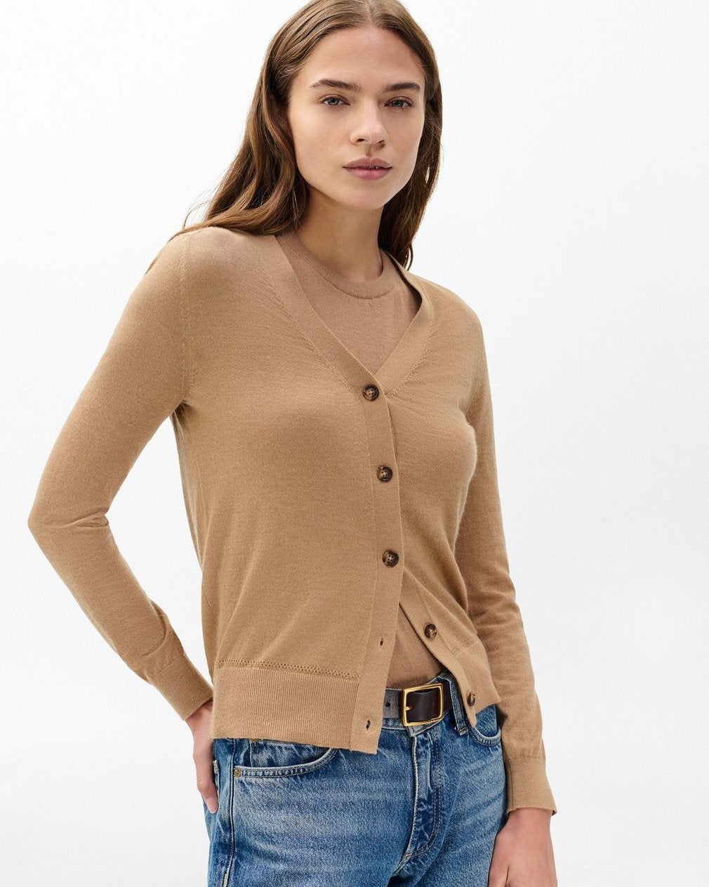 Adeline Lightweight Cashmere Cardigan - Camel