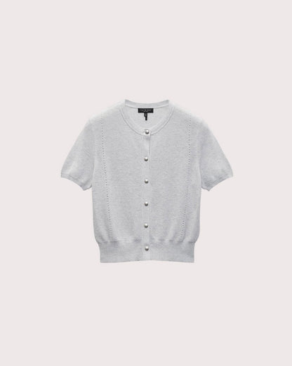 Dina Cotton-Cashmere Cardigan - Heather Grey