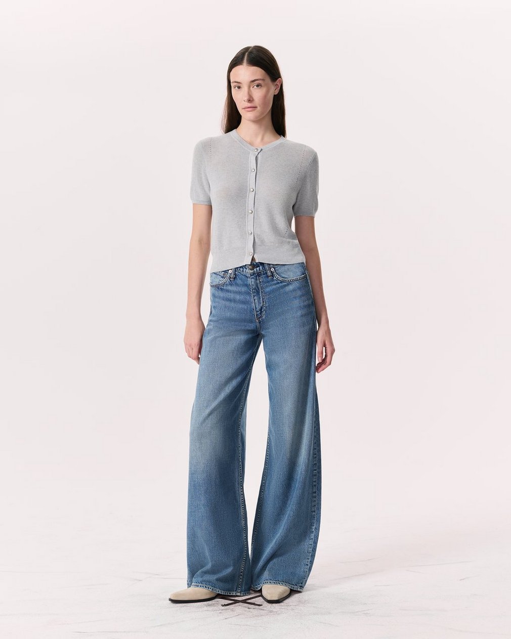 Dina Cotton-Cashmere Cardigan - Heather Grey