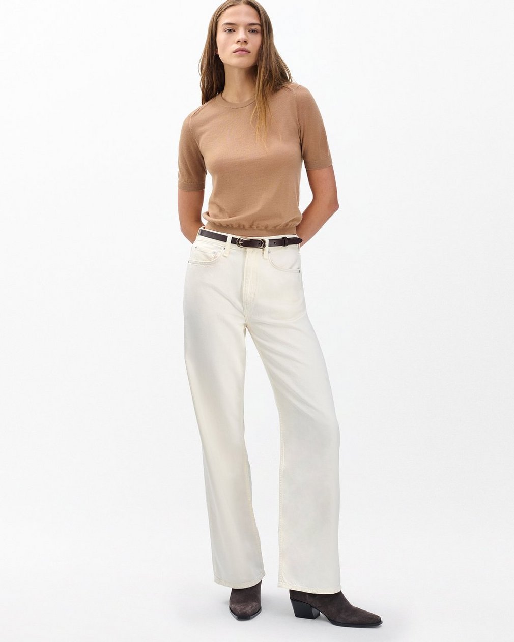 Adeline Lightweight Cashmere Tee - Camel
