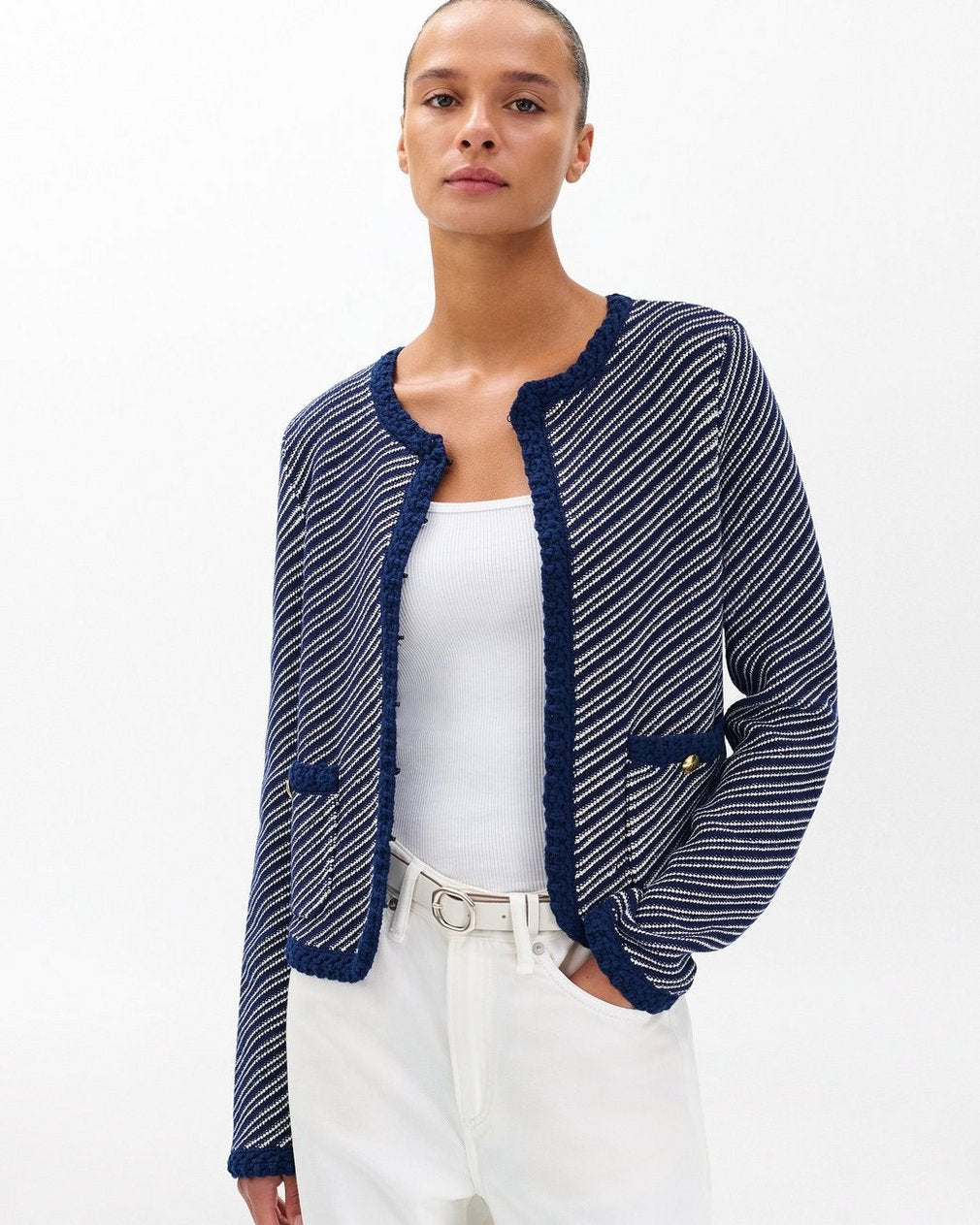 Claire Striped Cardigan - Indigo