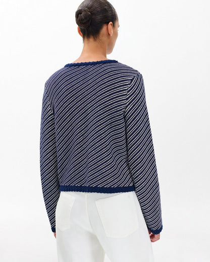 Claire Striped Cardigan - Indigo