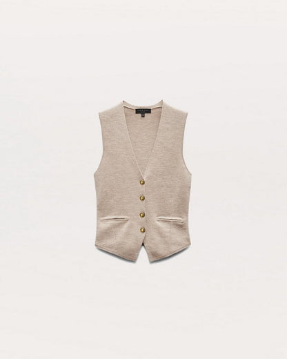 Ella Merino Wool-Blend Sweater Vest - Dark Taupe