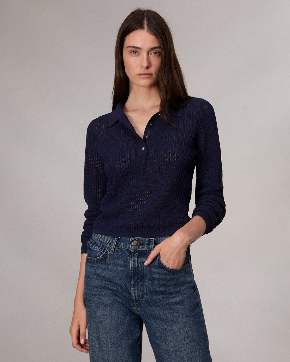 Viola Polo Sweater - Indigo