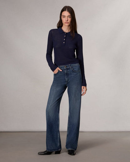 Viola Polo Sweater - Indigo