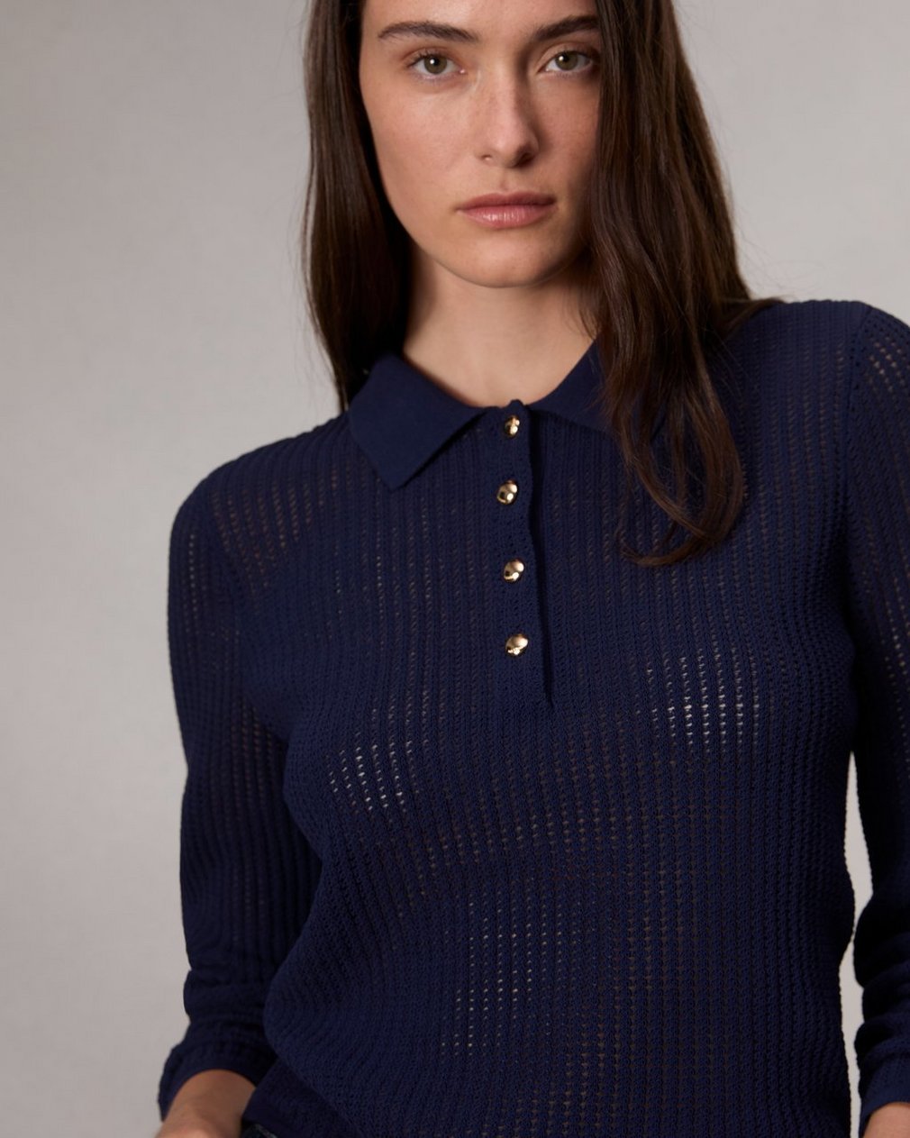 Viola Polo Sweater - Indigo
