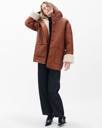 Jackie Shearling Coat - Cognac