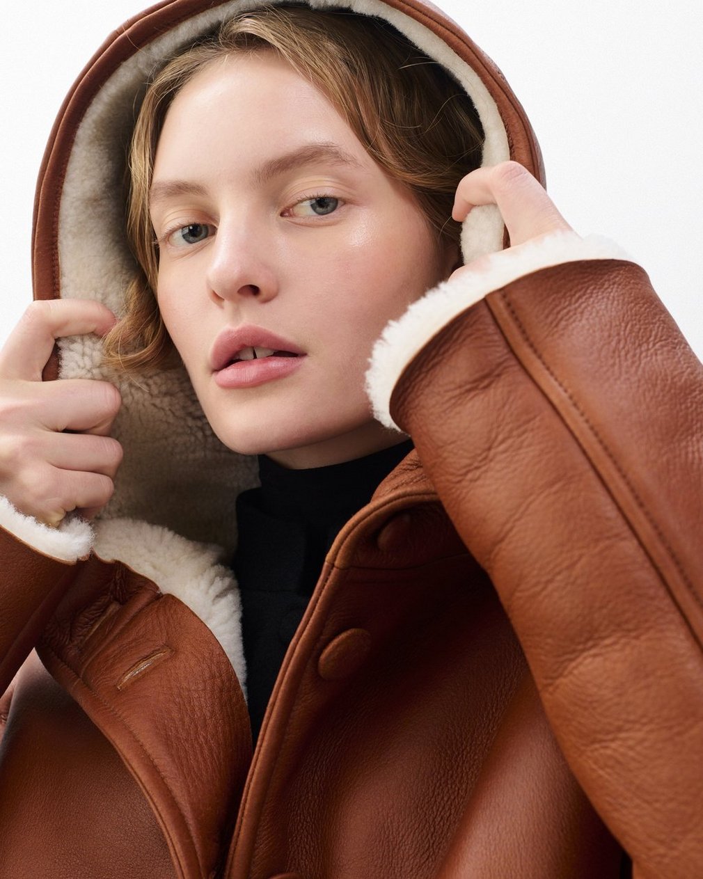 Jackie Shearling Coat - Cognac