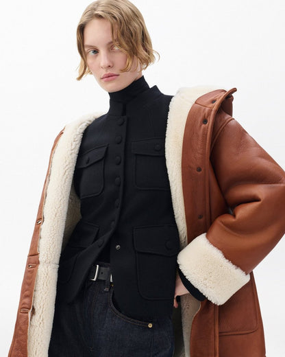 Jackie Shearling Coat - Cognac