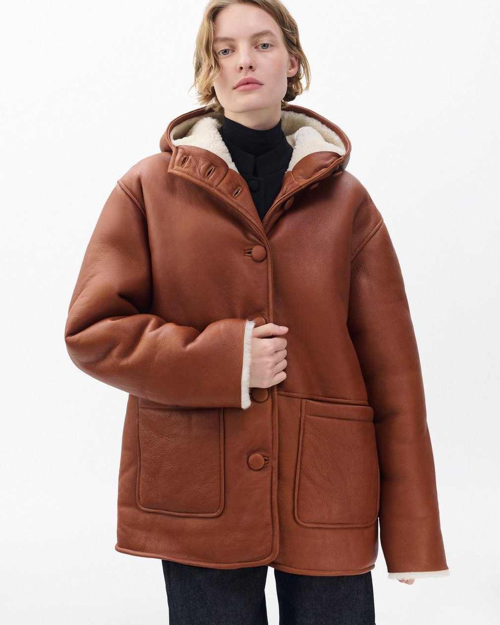 Jackie Shearling Coat - Cognac