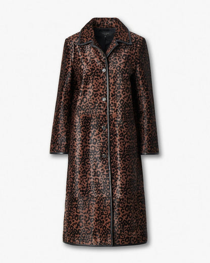 Isa Leopard-Print Calf Hair Coat - Leopard Hair Calf
