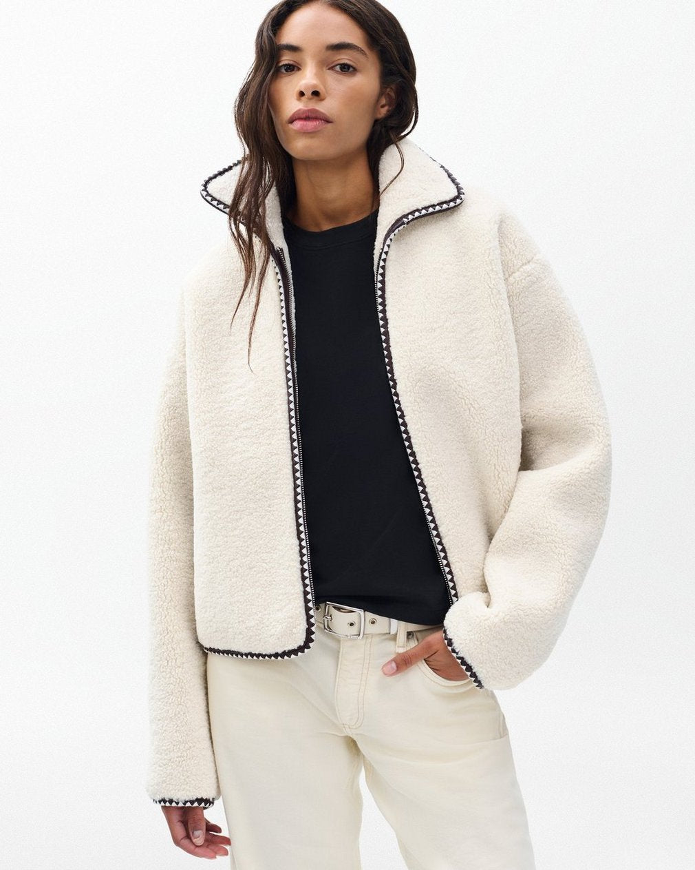 Mai Sherpa Zip-Up Jacket - Ivory