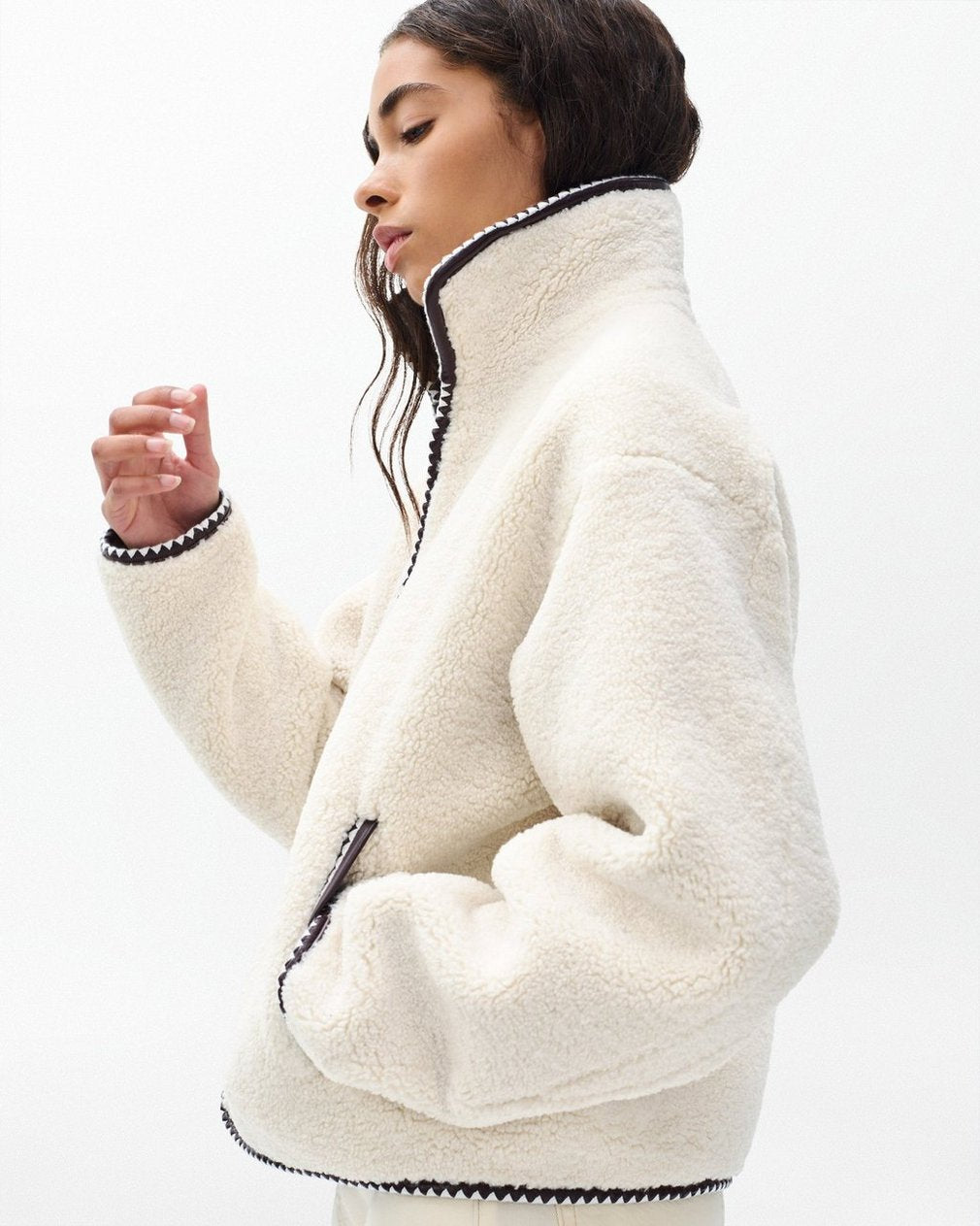 Mai Sherpa Zip-Up Jacket - Ivory