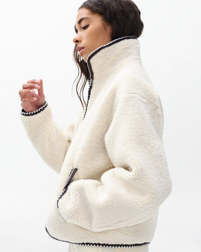 Mai Sherpa Zip-Up Jacket - Ivory