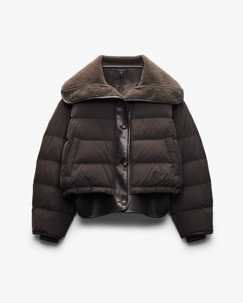 Gloria Mixed-Media Puffer Jacket - Brown