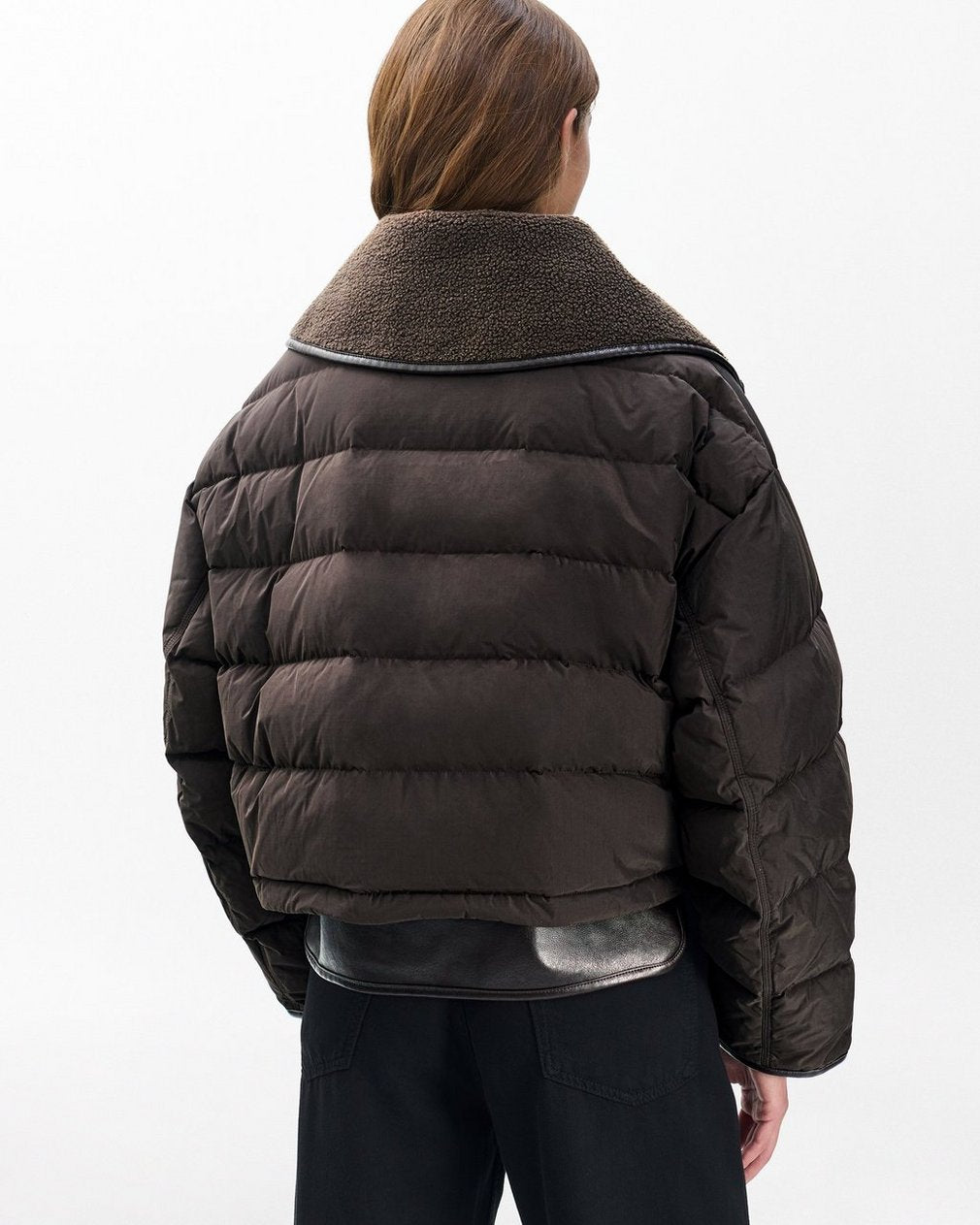 Gloria Mixed-Media Puffer Jacket - Brown