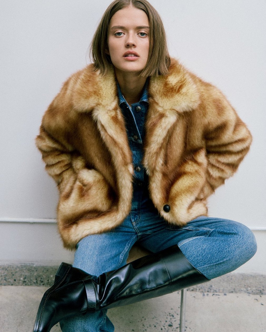 Brenna Faux Fur Jacket - Brown