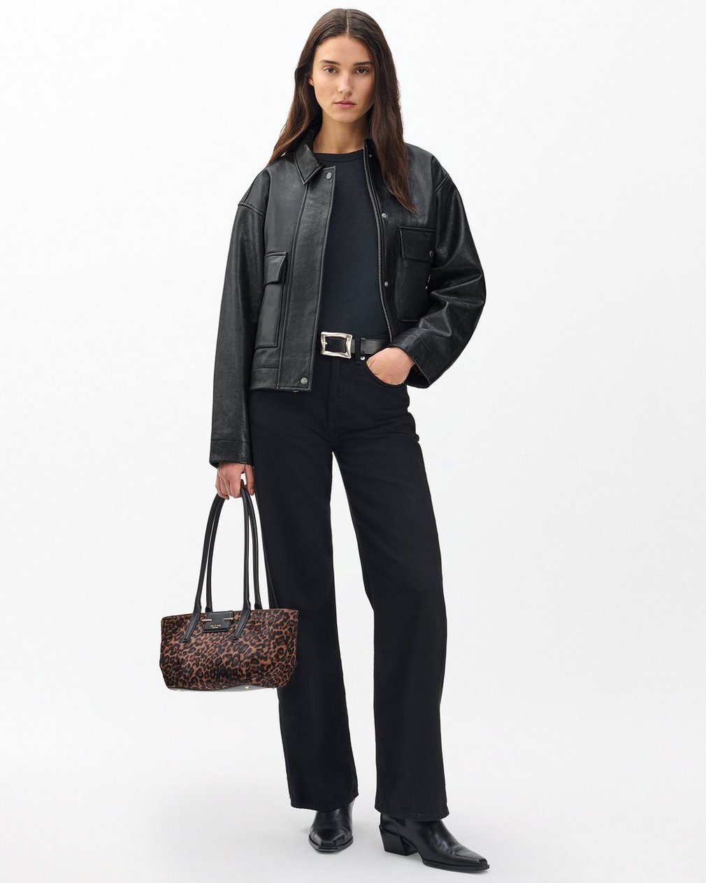 Nonie Lamb Leather Jacket - Black