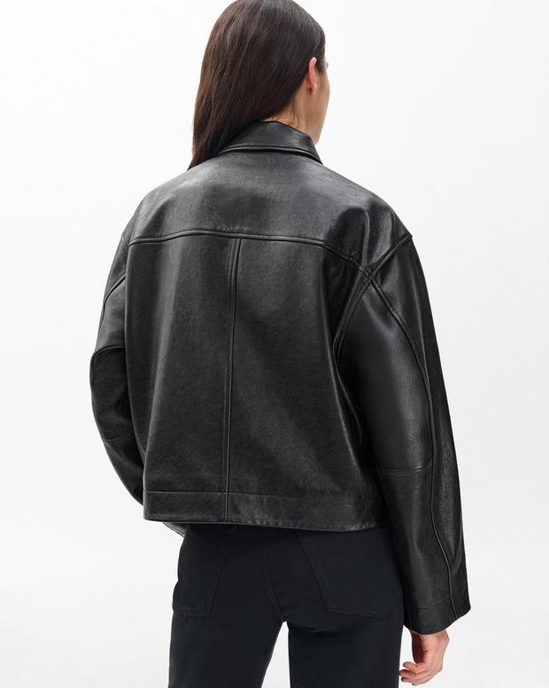 Nonie Lamb Leather Jacket - Black