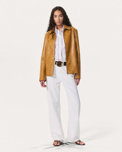 Jordie Faux Leather Jacket - Camel
