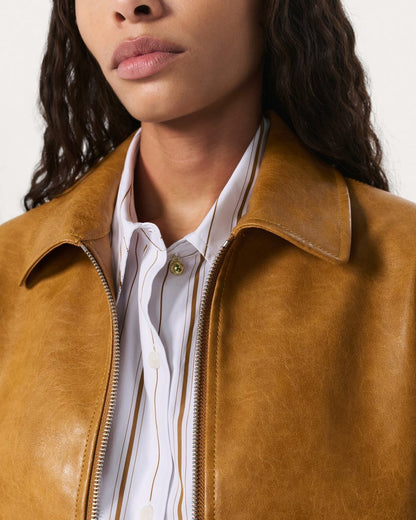 Jordie Faux Leather Jacket - Camel