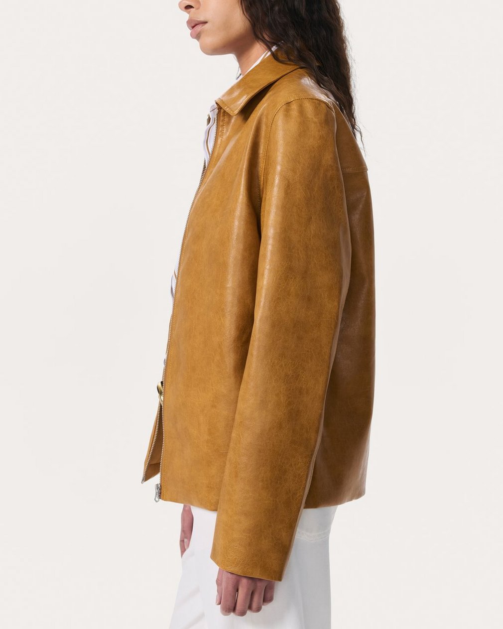 Jordie Faux Leather Jacket - Camel