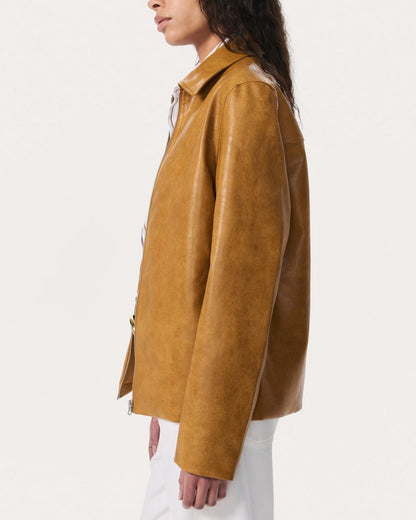 Jordie Faux Leather Jacket - Camel
